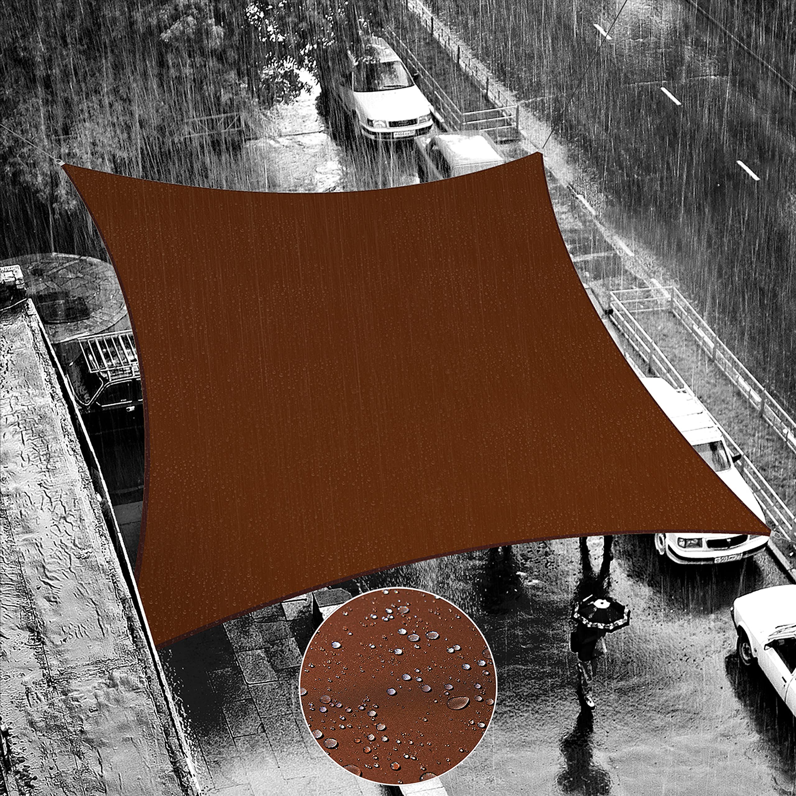 Shademart 4 ' X 4 ' Brown Waterproof Shade Sail Sun Shade Sail Square Custom Size Water Resistant Canopy Awning Shelter, 95% Uv