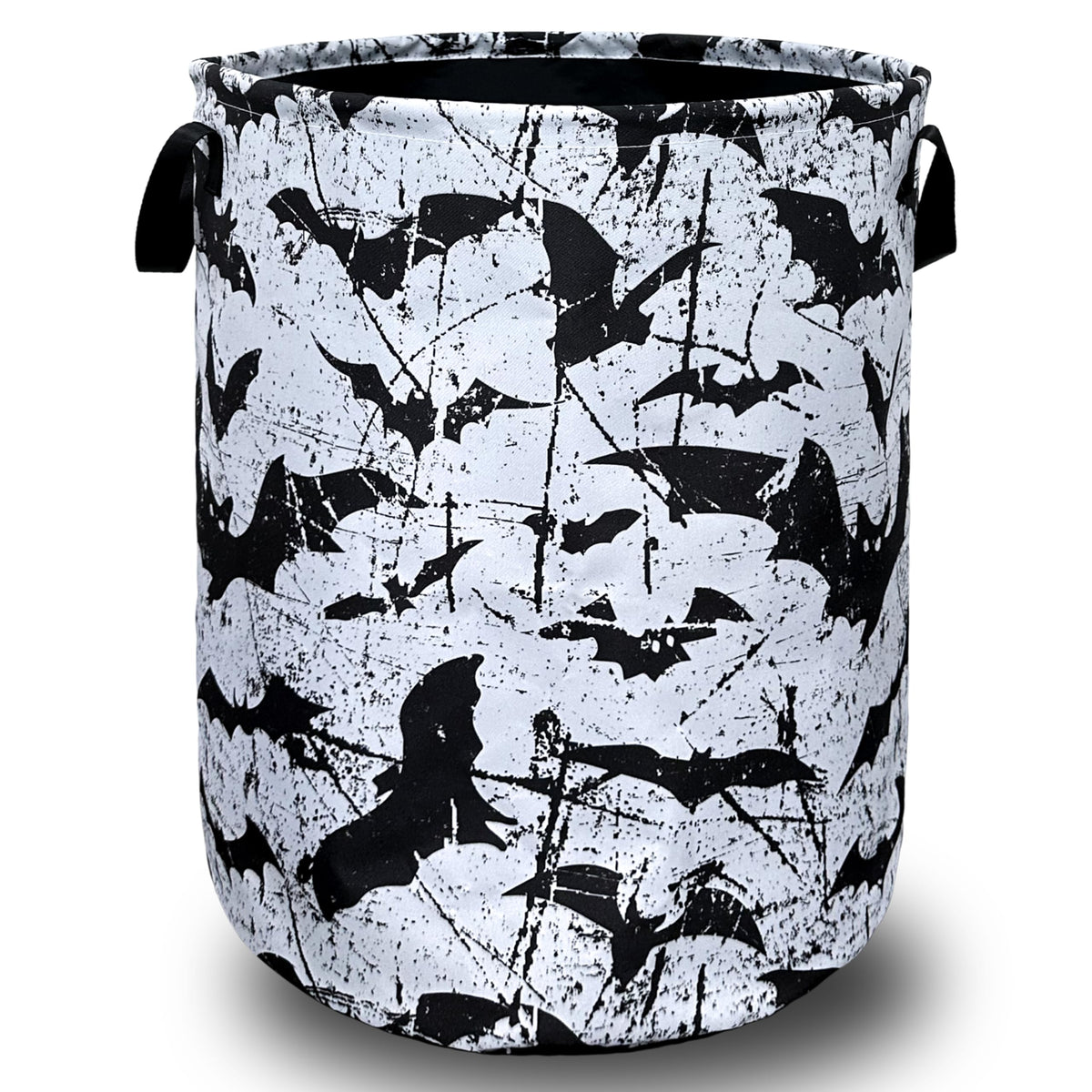 Black White Bats Laundry Basket Oxford Cloth Foldable Hamper 18.9x16.5In