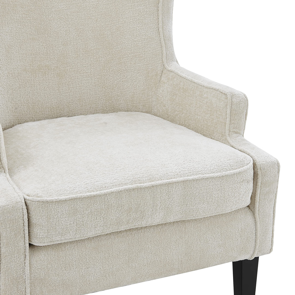 Npd Furniture And More Clementine Kd Fabric Wing Arm Accent Chair, Cream