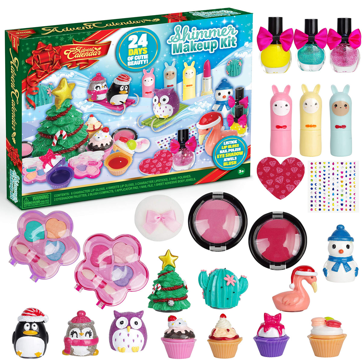 JOYIN 2023 Advent Calendar Kids Christmas 24 Days Countdown Calendar Toys for Girls with Little Figures Make Up Set for Kids Chr