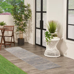 Nourison Essentials Indoor/Outdoor Solid Abstract Grey/Beige 2' X 6' Area Rug, Easy Cleaning, Non Shedding, Bed Room, Living Room, Dining Room, Backyard, Deck, Patio (2X6)