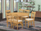 East West Furniture AVNO7-OAK-C 7 Piece Dining Room Furniture Set Consist of an Oval Kitchen Table with Butterfly Leaf and 6 Linen Fabric Upholstered Chairs, 42x60 Inch, Oak