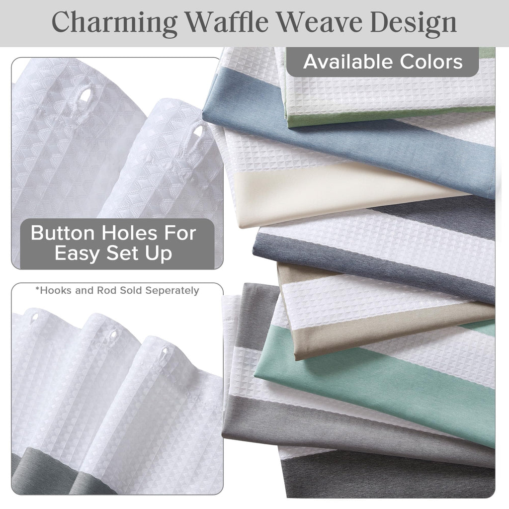 Madison Park Spa Waffle Shower Curtain Pieced Fabric Extra Long Premium Spa Quality Modern Shower Curtains For Bathroom, Tall 72X84, Charcoal