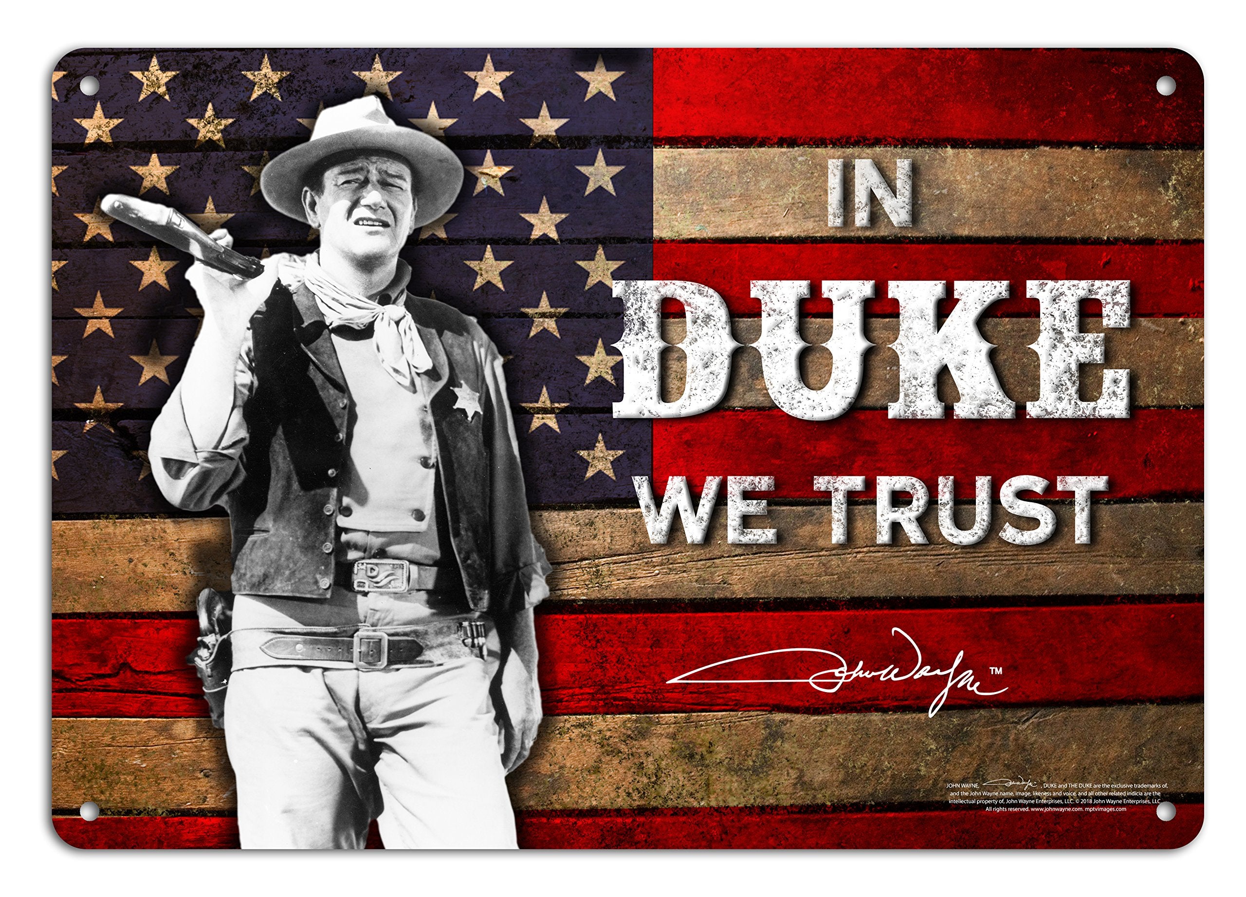 Midsouth Products JOHN WAYNE 8x11.5 TIN SIGN -IN DUKE WE TRUST
