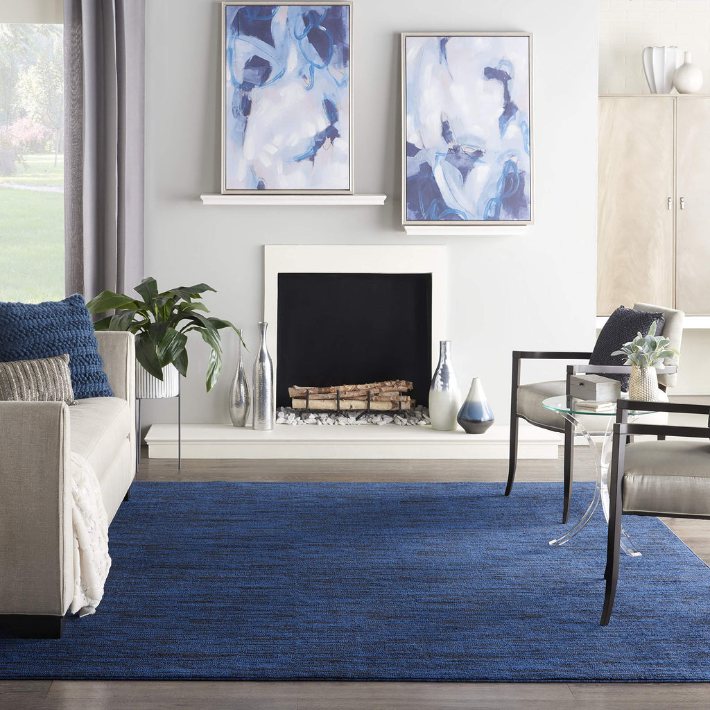 Nourison Essentials Indoor/Outdoor Midnight Blue 7' X 10' Area-Rug,Easy-Cleaning, Non Shedding, Bed Room, Living Room, Dining Room, Backyard, Deck, Patio (7X10)