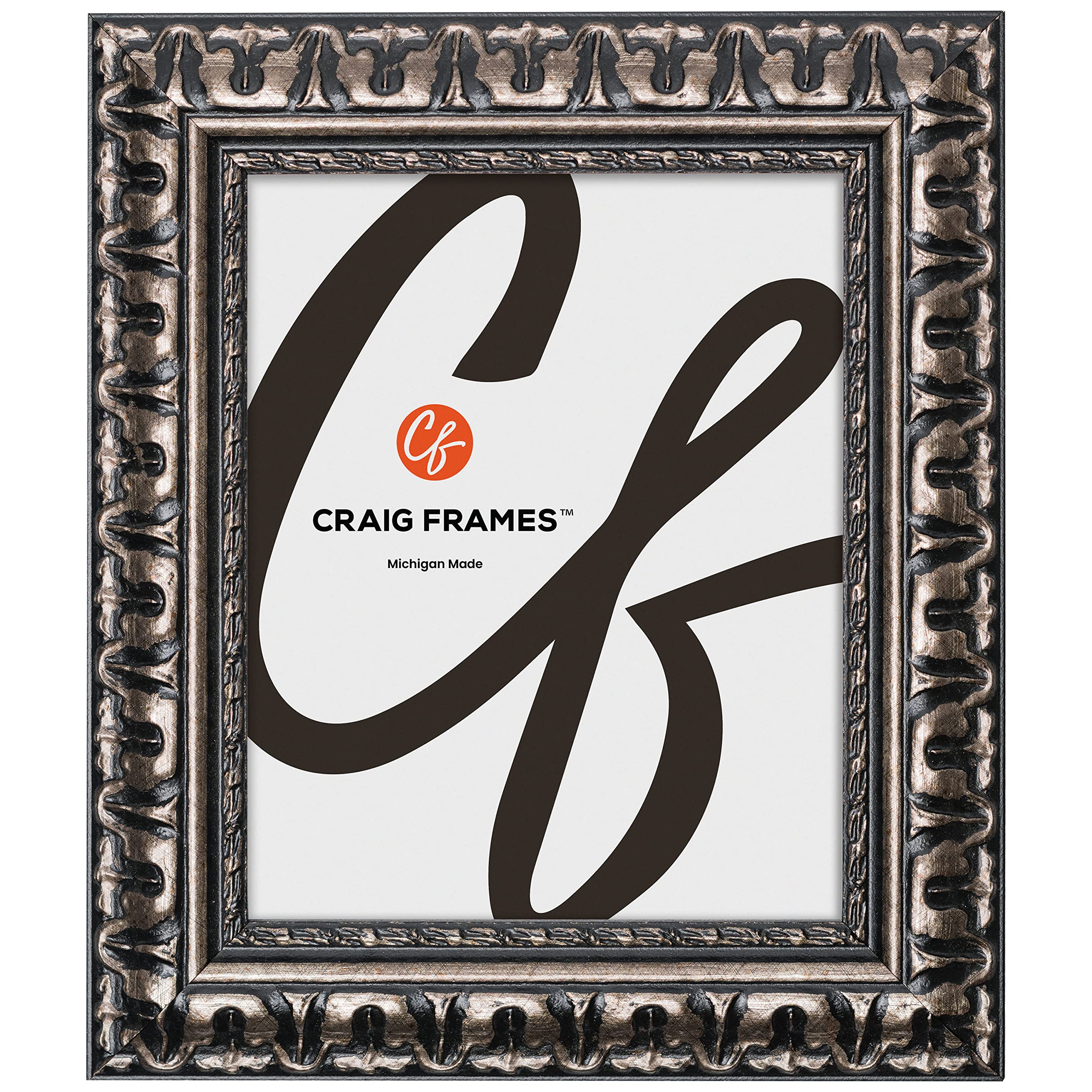 Craig Frames Bravado Ornate, 17X30 Picture Frame, Antique Silver
