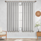 Light Grey Curtains 45 Inch Length For Kitchen Door 2 Panels Pair Set Tab Top Modern Farmhouse Flax Linen Semi Sheer Cafe Short Tier Curtains For Bathroom Small Windows Basement Dove Gray Silver 52X45