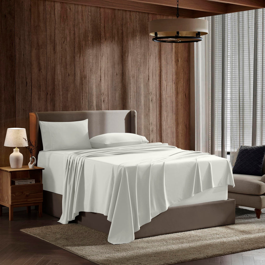 Nestl Cal King Size Sheets Set - 4 Piece California King Sheets, Deep Pocket, Hotel Luxury, Extra Soft, Breathable And Cooling, Off White Cal King Bed Sheets