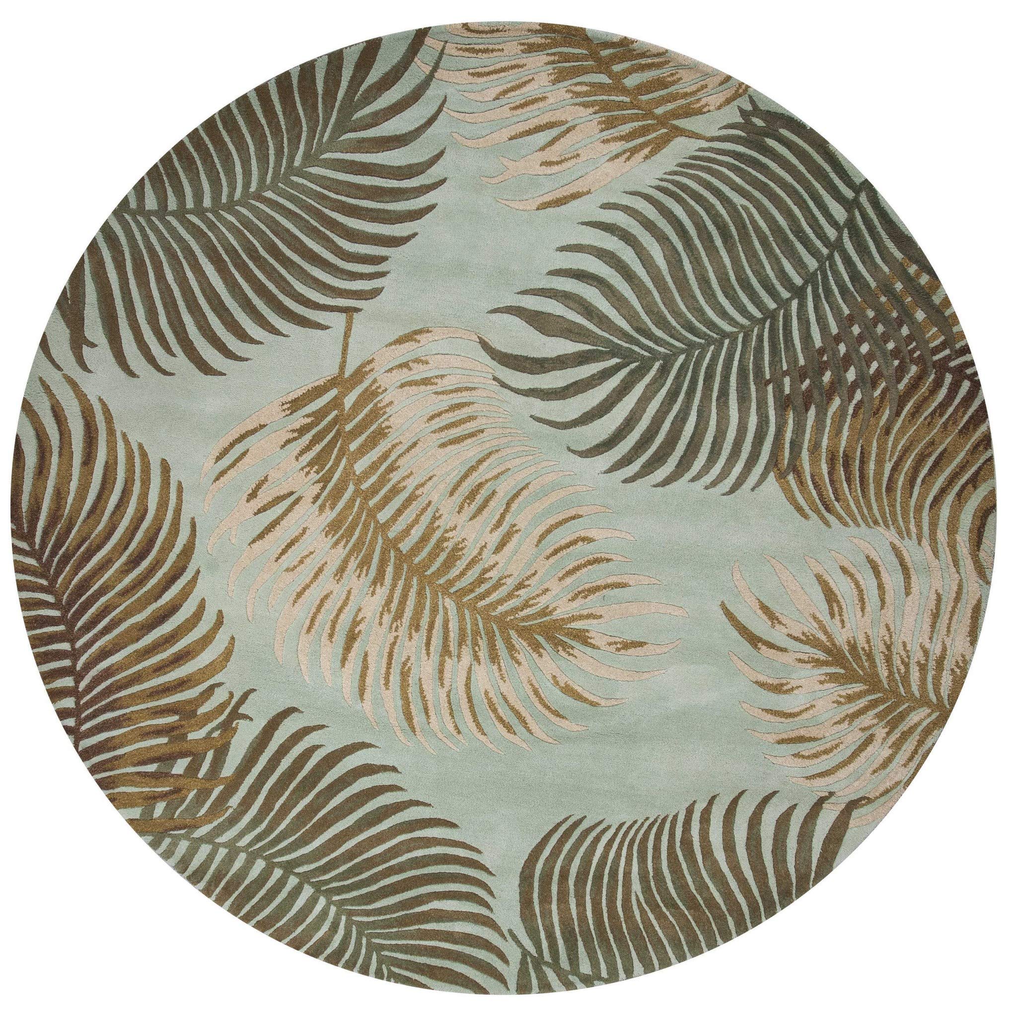 HomeRoots Decor 76-inch Round Wool Aqua Area Rug