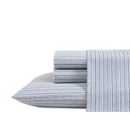 Eddie Bauer Home Sheets Cotton Percale Bedding Set, Crisp & Cool, Stylish Home Decor, King, Ticking Stripe Blue/White