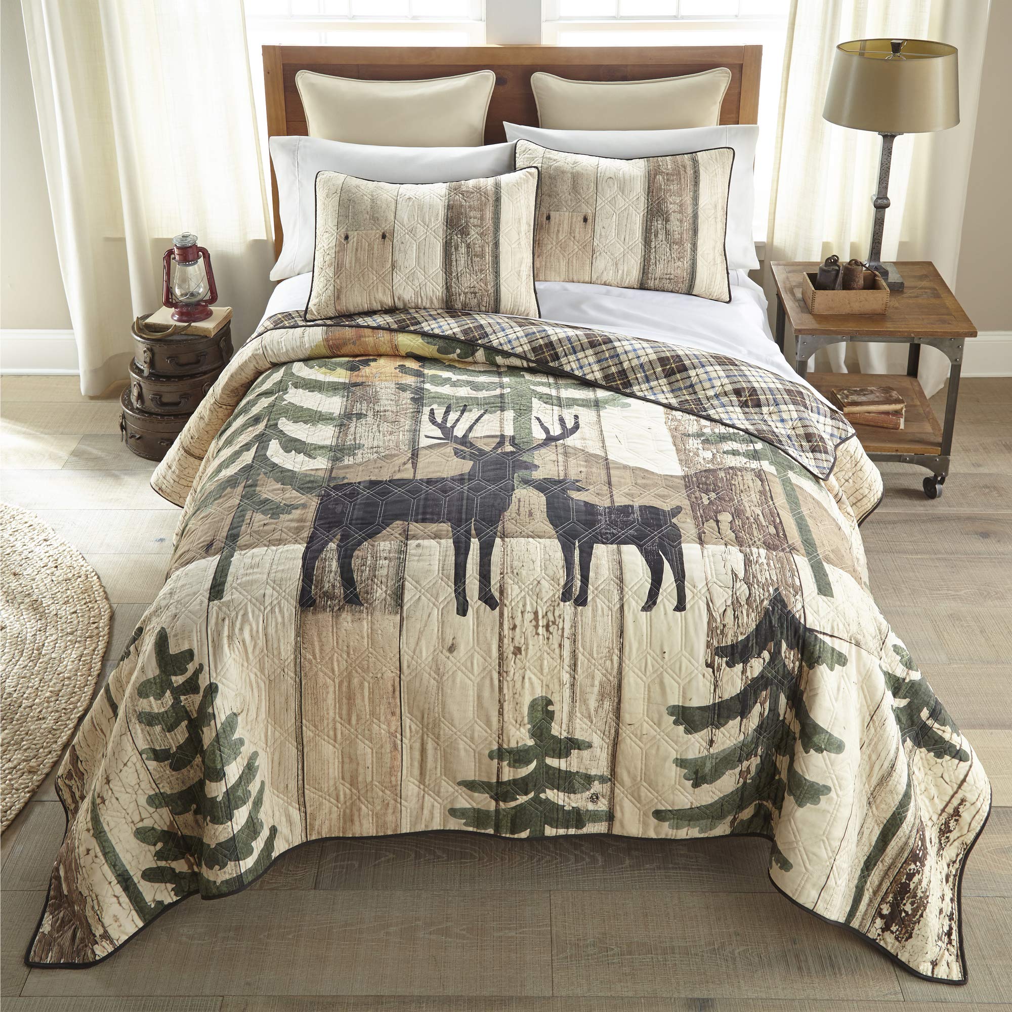 Donna Sharp Throw Pillow - Painted Deer - Lodge Decorative Throw Pillow With Deer In Forest Pattern - Polyester - Rectangle