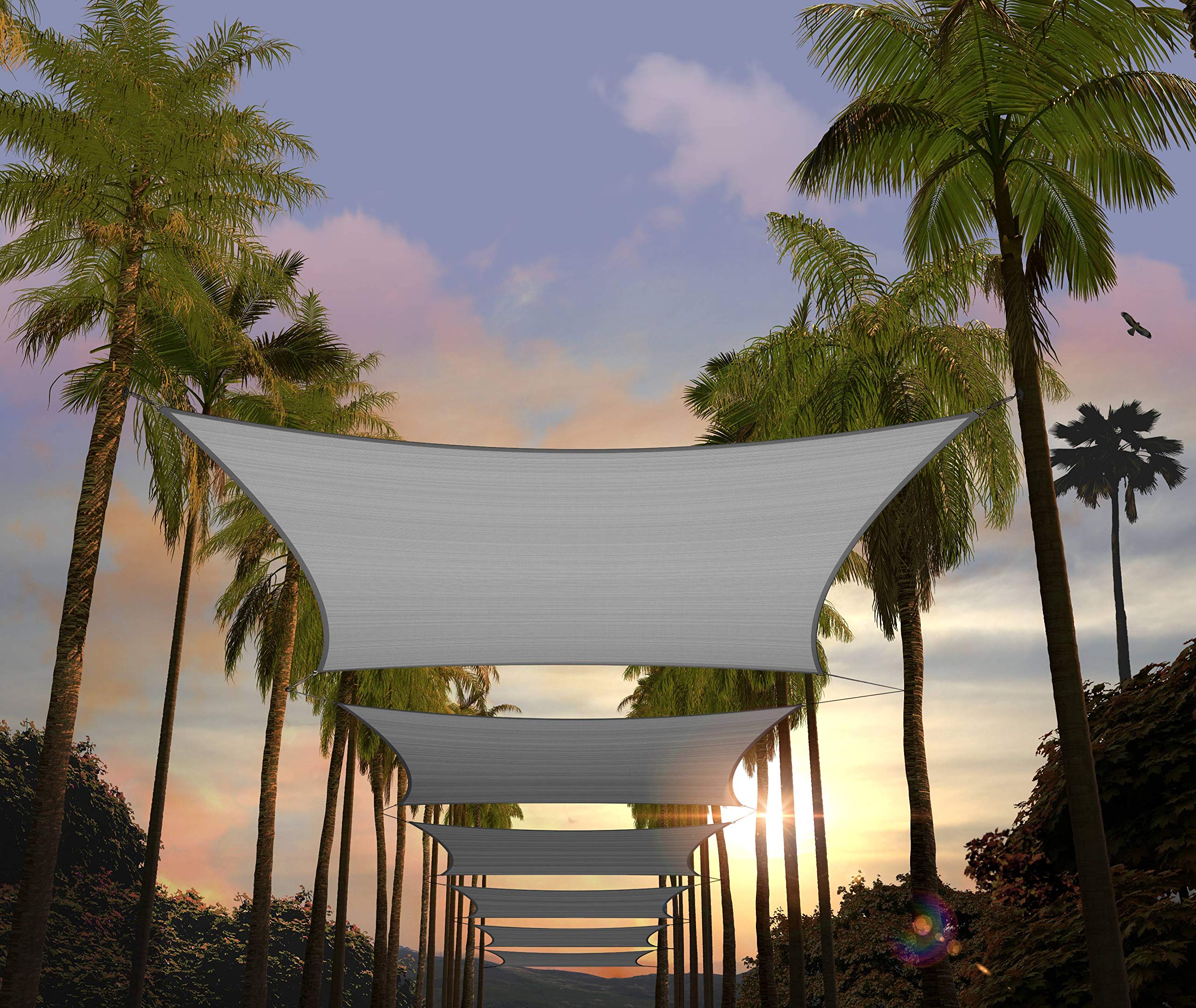Amgo 10' X 16' Grey Rectangle Sun Shade Sail Canopy Awning Upf50+ Agtapr1016, 95% Uv Blockage, Water & Air Permeable, Commercial