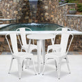 Flash Furniture Chauncey Commercial Grade 24 Round Black-Antique Gold Metal Indoor-Outdoor Table Set with 4 Cafe Chairs