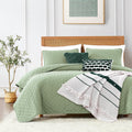 Roaringwild Sage Green Twin Size Quilt Bedding Set, Lightweight Soft Bedspread, Farmhouse Rustic Country Coverlet, Thin Cloud Co