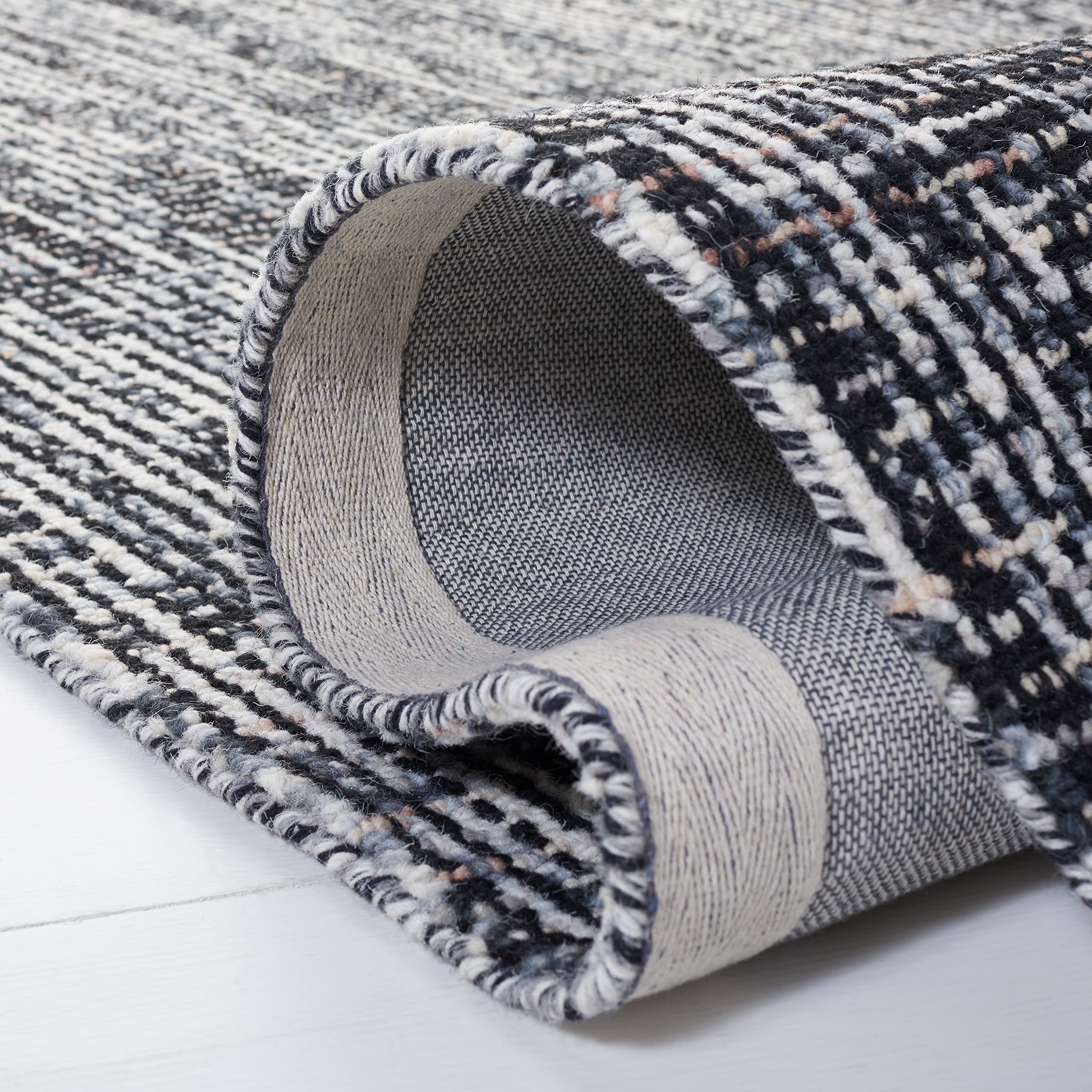Safavieh Abstract Collection Area Rug - 8' X 10', Black & Grey, Handmade Wool, Ideal For High Traffic Areas In Living Room, Bedr