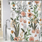 BIVINAR Green Boho Floral Shower Curtain 60 x 72 Inch, Flower Leaves Boho Chic Bathroom Curtain, Waterproof Fabric Plant Bathroo