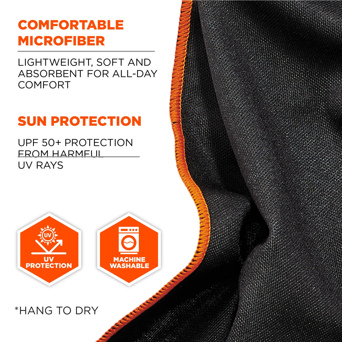 Ergodyne Chill Its 6602MF Cooling Towel, Soft Microfiber Material, UPF 50+,Gray,41" x 9.84"