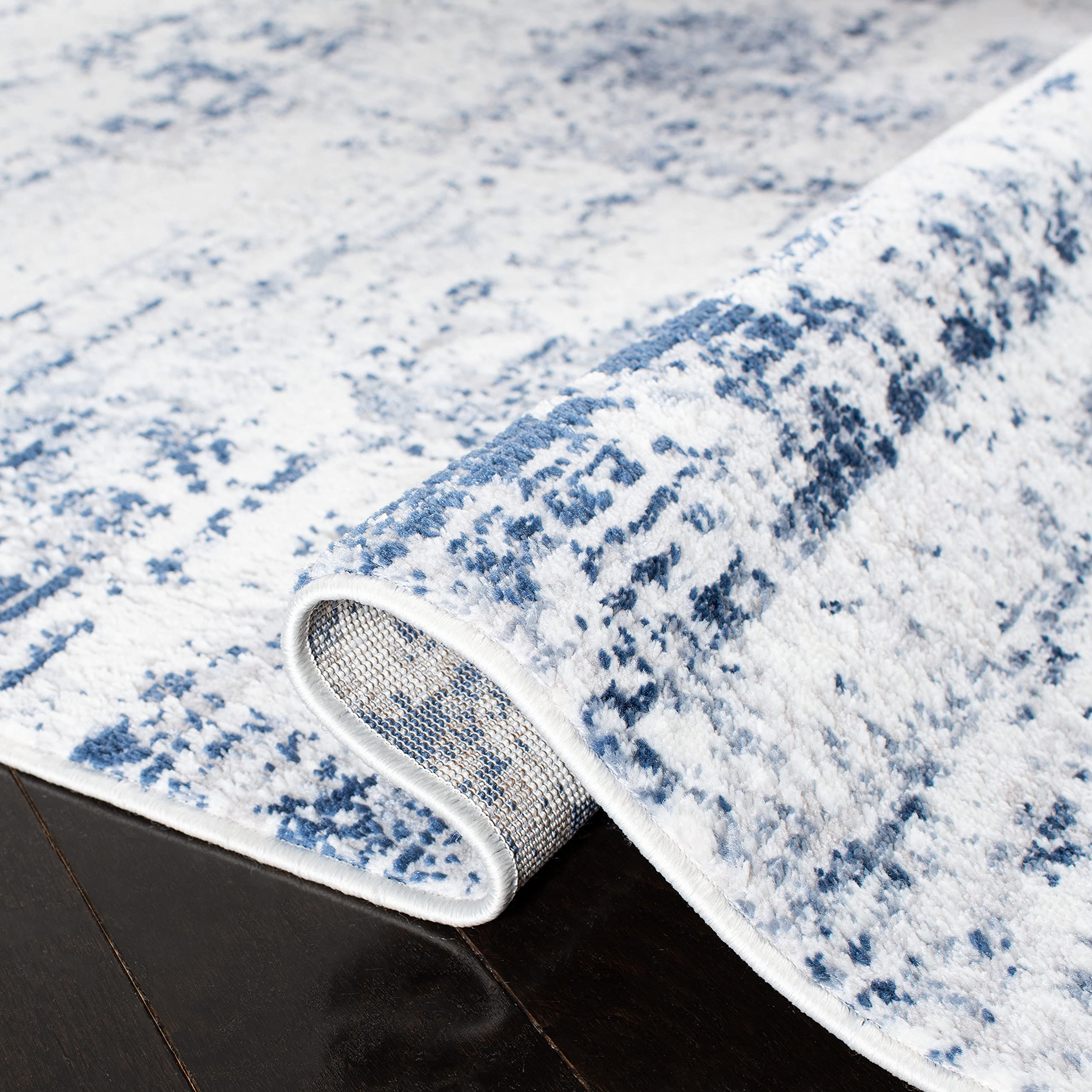 Safavieh Amelia Collection Runner Rug - 2'2'' X 10', Ivory & Navy, Modern Abstract Design, Non-Shedding & Easy Care, Ideal For H