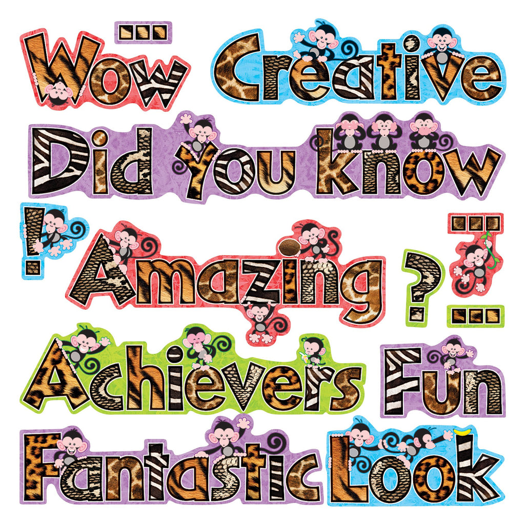 Trend Enterprises, Inc. T-8704 Monkey Wow Words Phrases Mini Bulletin Board Set