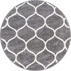 Unique Loom Trellis Frieze Collection Area Rug - Rounded (3' Round, Dark Gray/ Ivory)