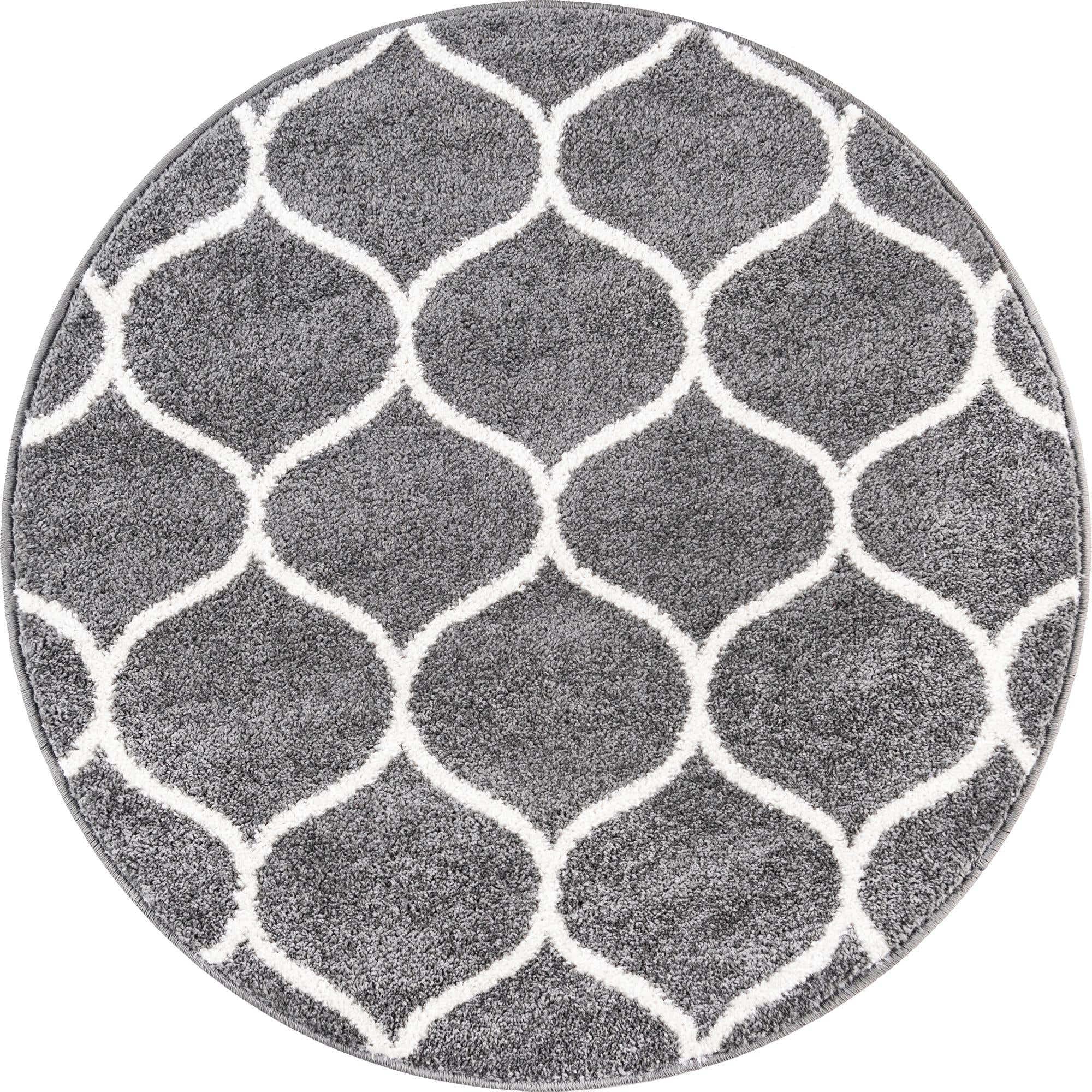 Unique Loom Trellis Frieze Collection Area Rug - Rounded (3' Round, Dark Gray/ Ivory)