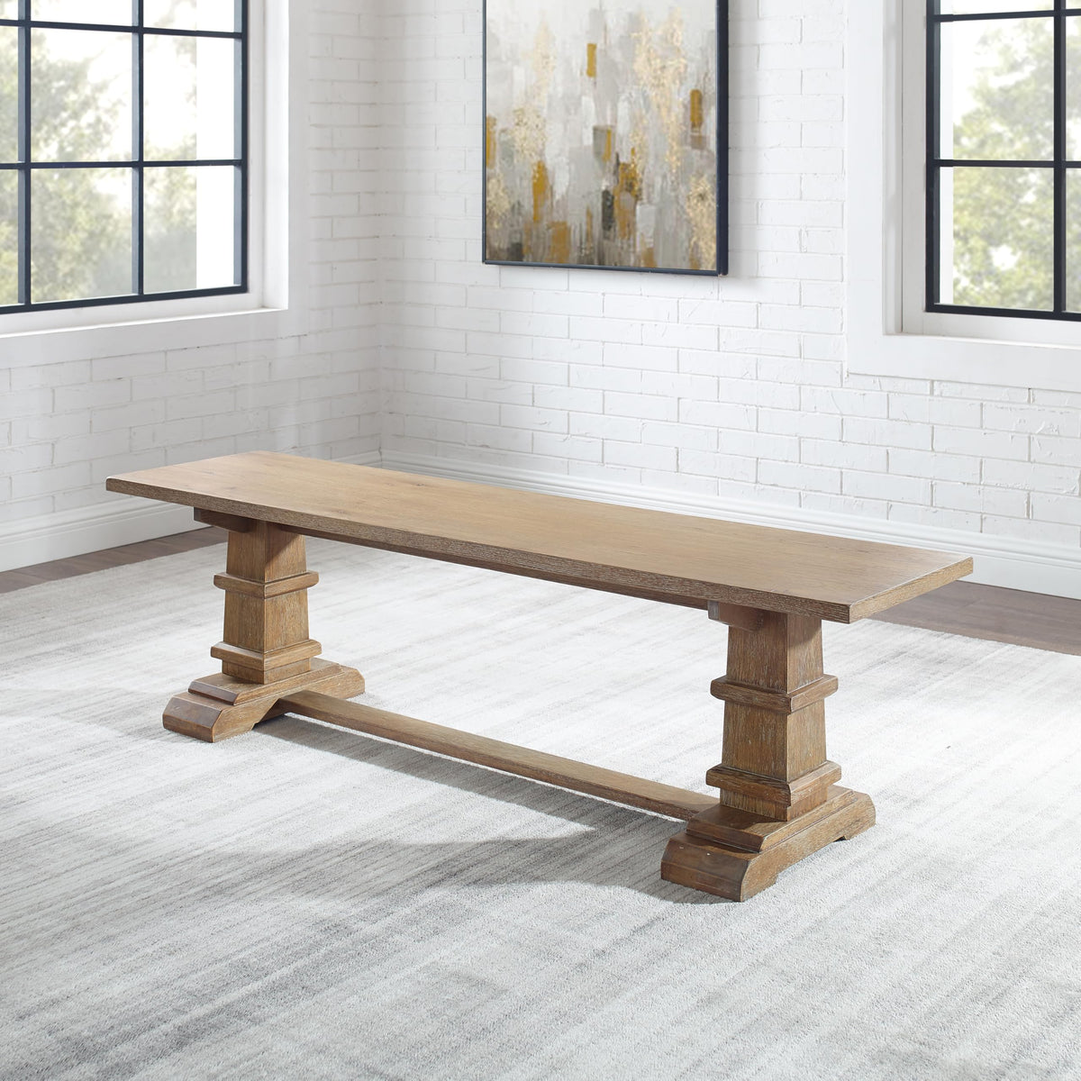 Crosley Furniture Joanna Wood Dining Bench for Entryway or Mudroom, Rustic Brown
