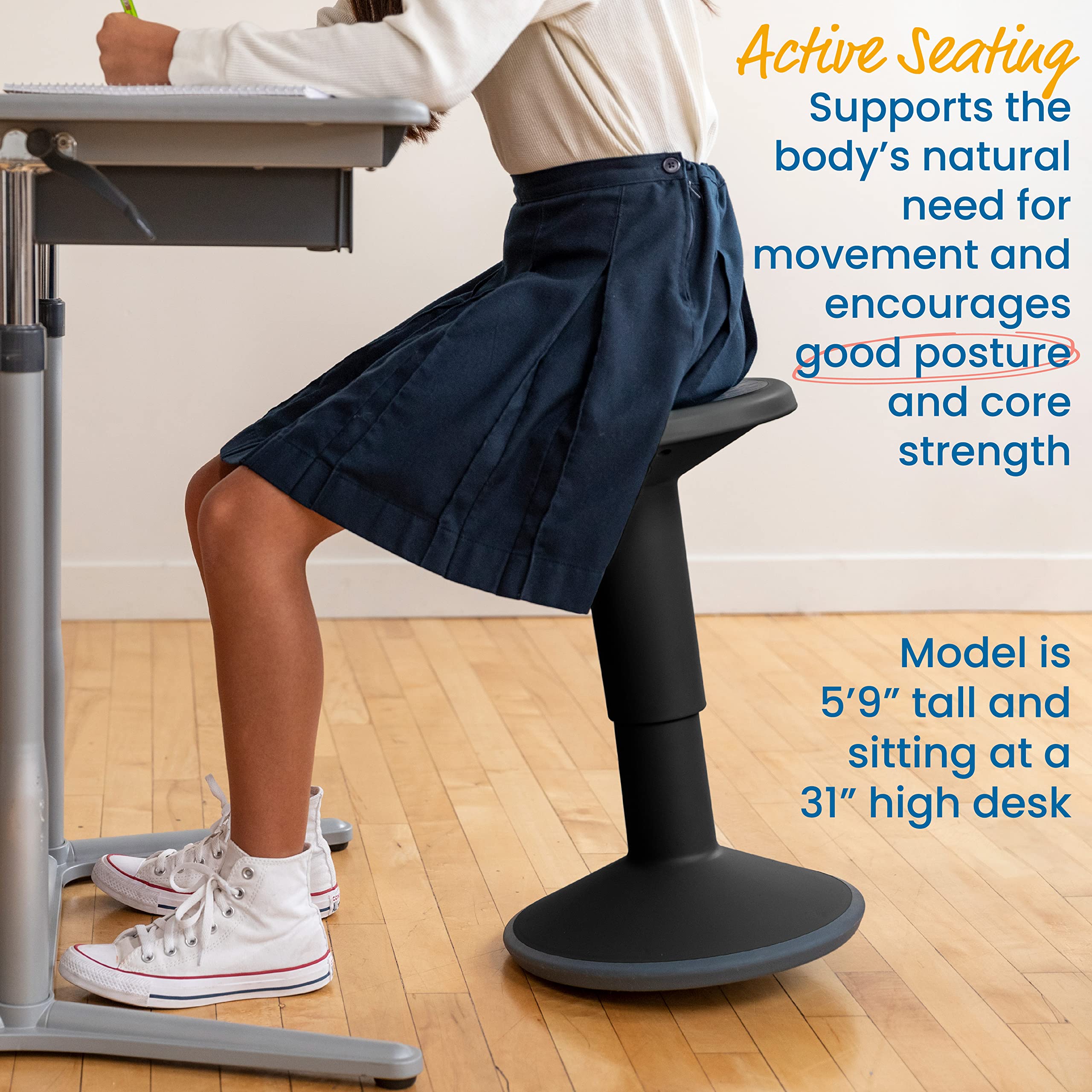 Ecr4Kids Sitwell Wobble Stool, Adjustable Height, Active Seating, Eggplant