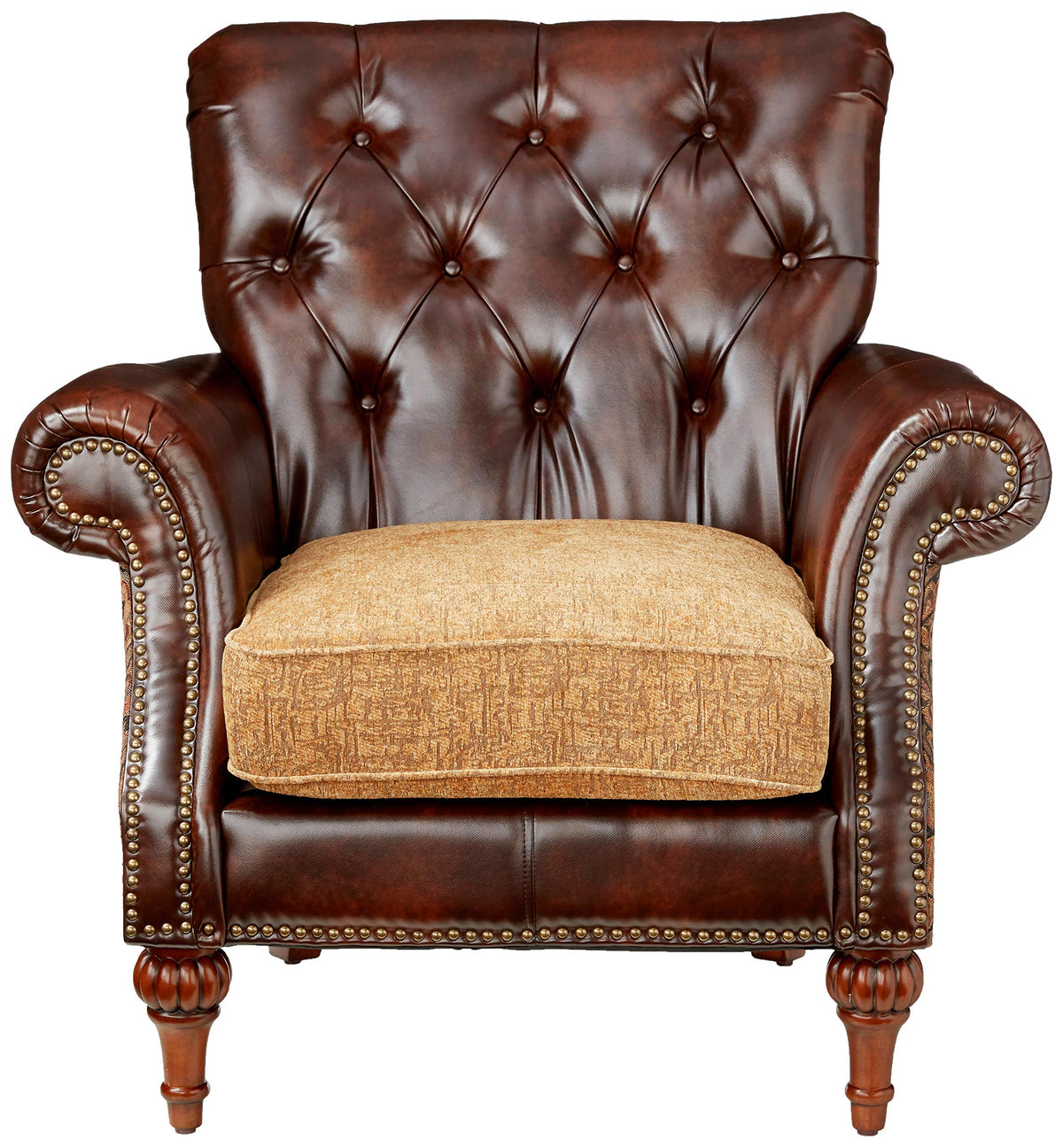 Acme Dreena Rolled Arm Upholstered Chair with Pillow Brown Faux Leather 5497