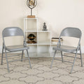 4 Pk. HERCULES Series Triple Braced & Double Hinged Gray Metal Folding Chair