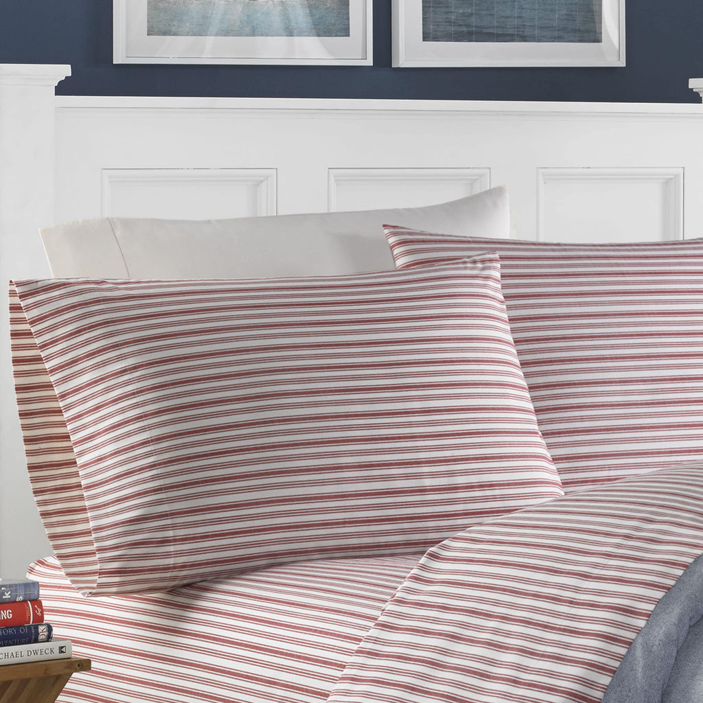 Nautica - Full Sheet Set, Cotton Percale Bedding Set, Crisp & Cool, Lightweight & Breathable (Coleridge Red, Full)