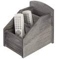 MyGift Rustic Dark Gray Wood Remote Control Holder Organizer Caddy with 3 Compartments, TV Remote Media Remote Storage Box for L