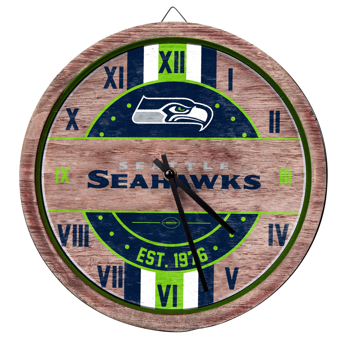 FOCO Seattle Seahawks NFL Barrel Wall Clock