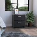 Nightstand 18&Quot; H, 2 Drawers With Metal Handles, Black