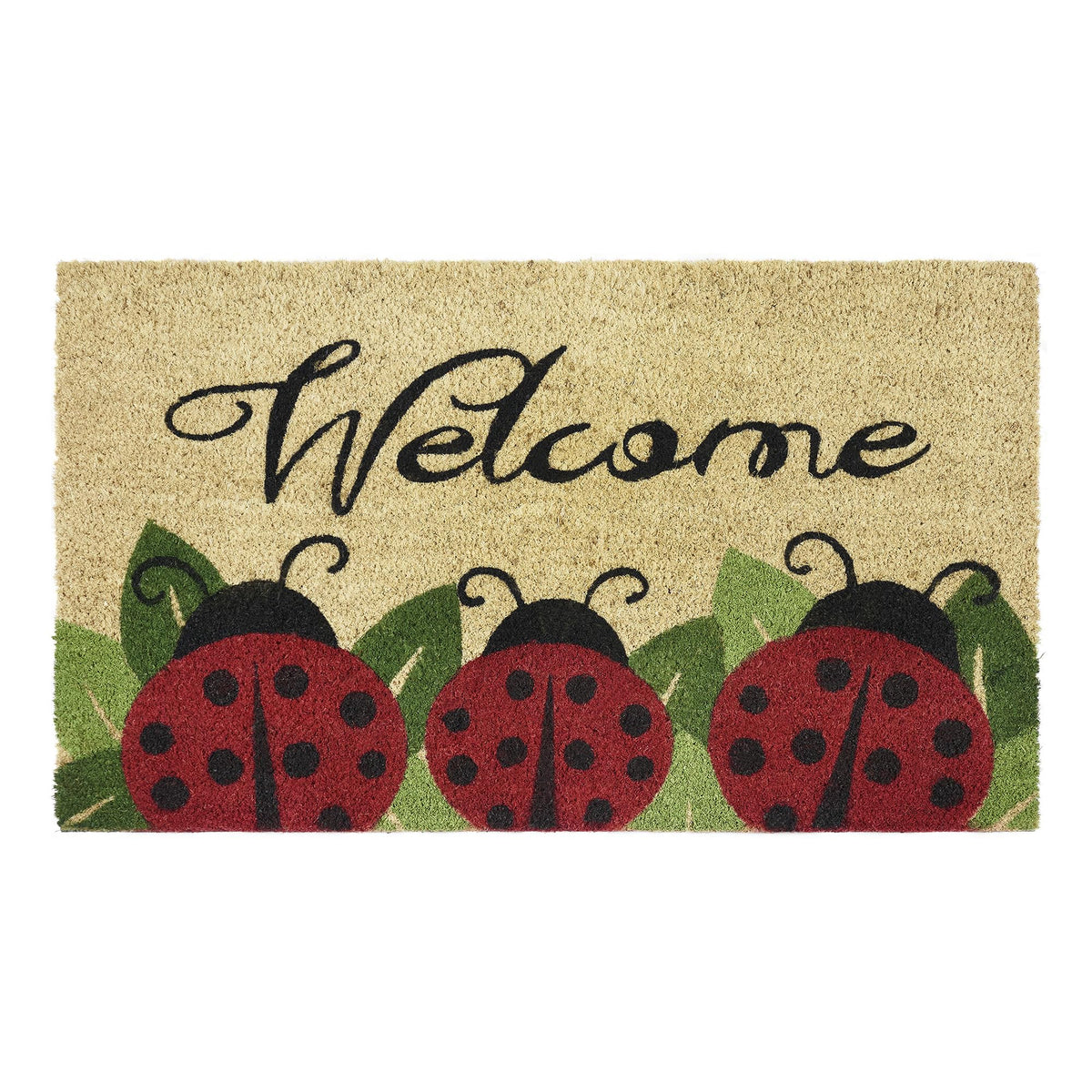 Printed Coir Door Mat, Ladybug  18 Inch Width, 30 Inch Length  Durable, Easy To Clean, & Decorative Outdoor Welcome Mats  Hea