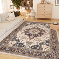 CAPALOCA Machine Washable 6x9 Area Rugs for Living Room Vintage Rugs Carpet Rugs Non Slip Low Pile Water Repellent Soft Distress
