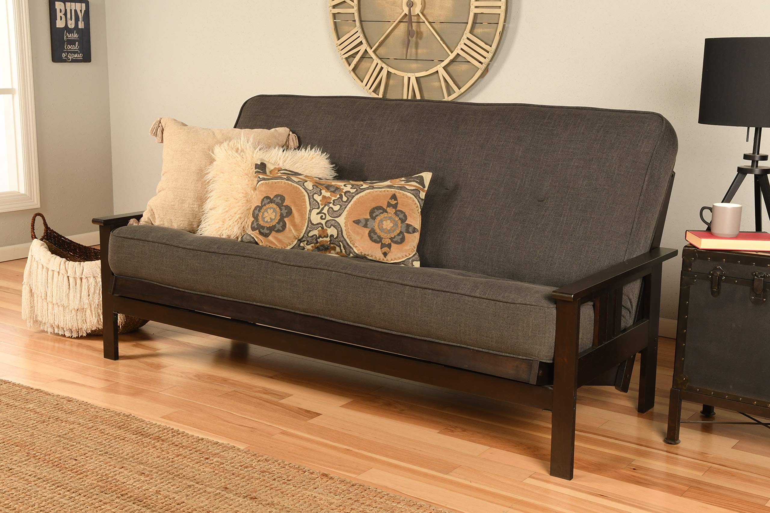 Kodiak Furniture Monterey Frame With Fabric Mattress In Gray Charcoal/Espresso