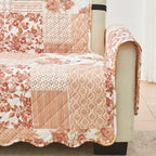 Great Bay Home Reversible Patchwork Loveseat Cover - Washable Slipcover Furniture Protector With Elastic Straps - Couch Cover For Dogs, Kids, And Pets - Box-Stitched Detail (Loveseat, Dusty Rose)