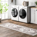 nuLOOM Gladys Machine Washable Vintage Medallion Ultra Thin Runner Rug, 2 6 x 10, Light Grey