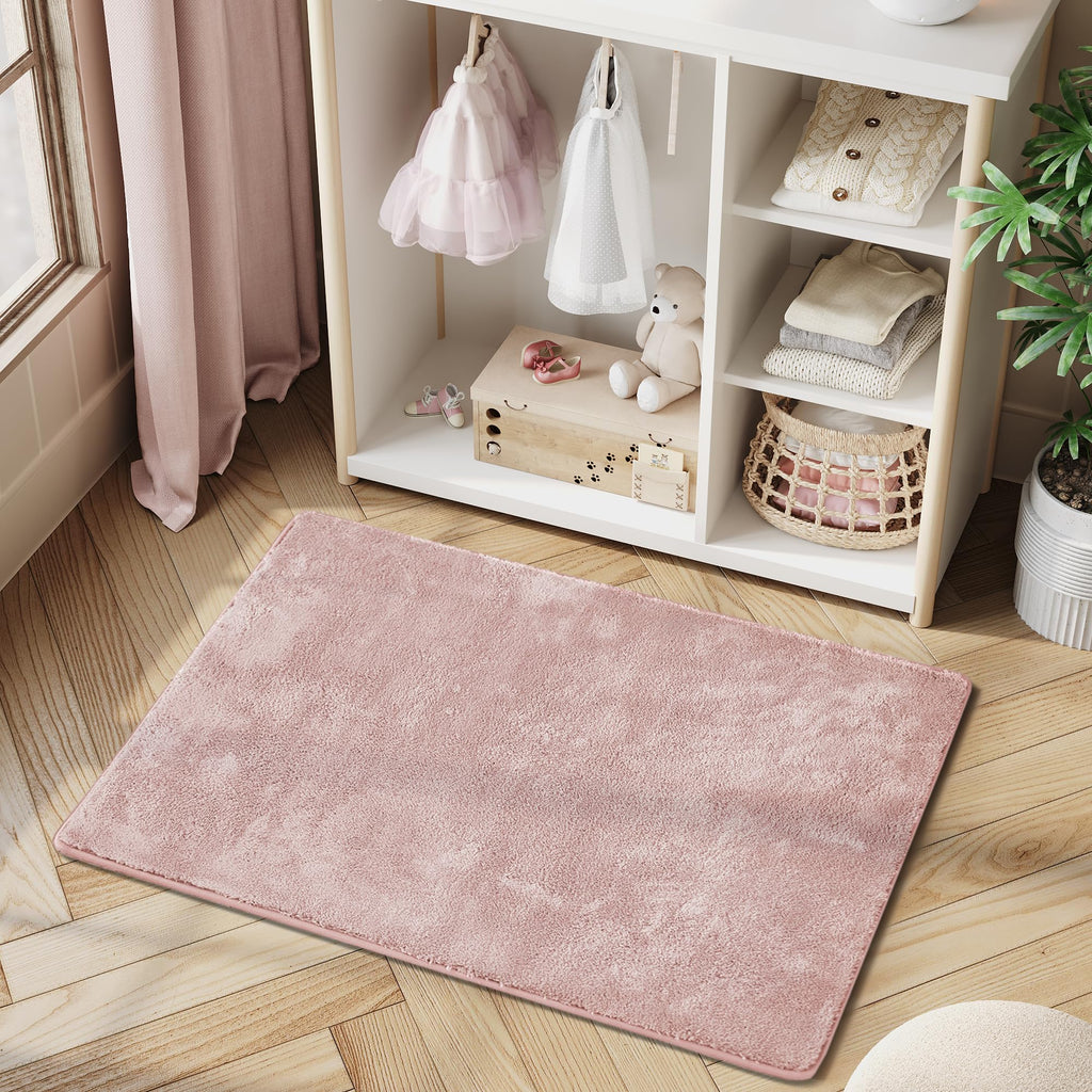 Jinchan Solid Plush Area Rug 2X3 Performance Shaggy Rug Washable Area Rug Indoor Entryway Doormat Soft Rug Modern Faux Wool Rug