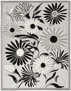 Nourison Aloha Indoor/Outdoor Black White 3'6' X 5'6' Area Rug, Easy Cleaning, Non Shedding, Bed Room, Living Room, Dining Room, Kitchen (4X6)