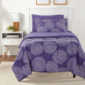 Amazon Basics Twin XL Comforter Set with Sheets, 5-Piece Purple Floral Bedding, Lightweight Microfiber Bed-in-a-Bag