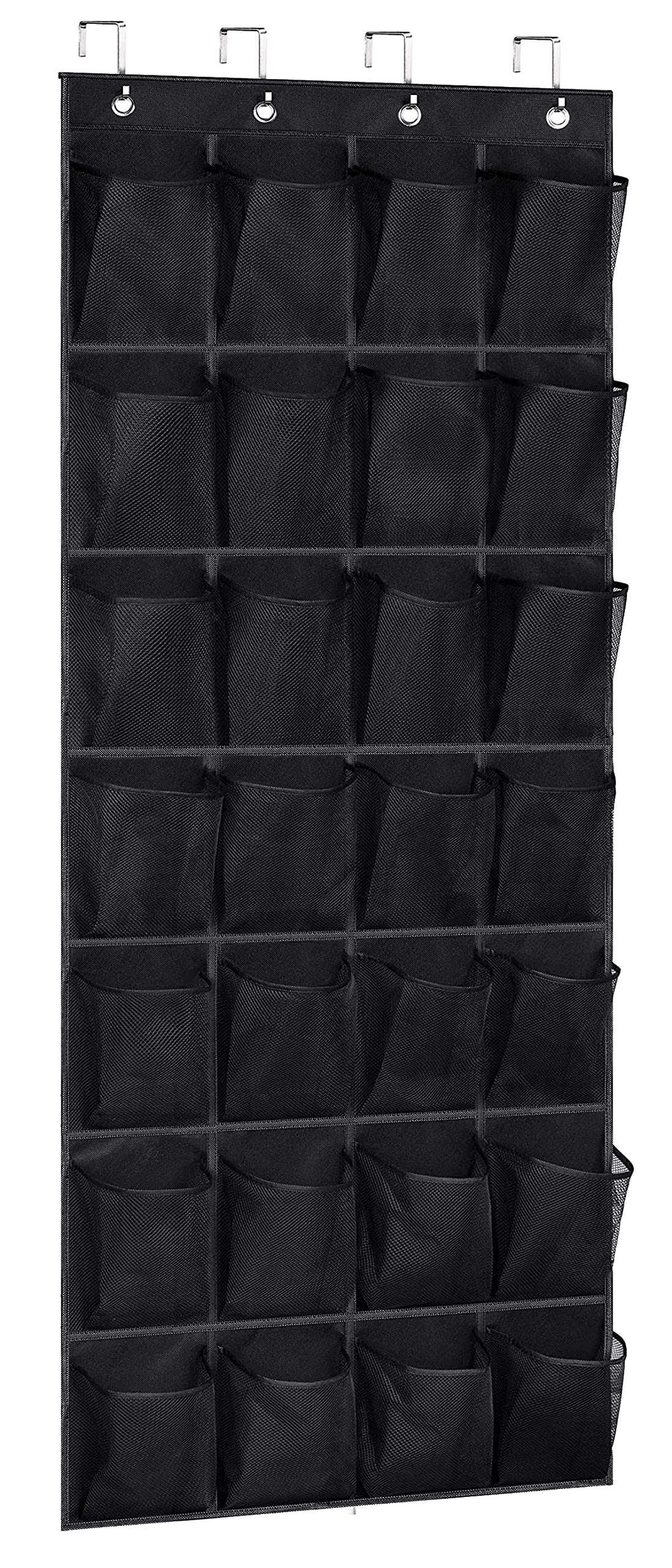 Aooda 28 Mesh Large Pockets Over The Door Shoe Organizer, Hanging Shoe Organizer For Closet Sneaker Holder Hanger, Black