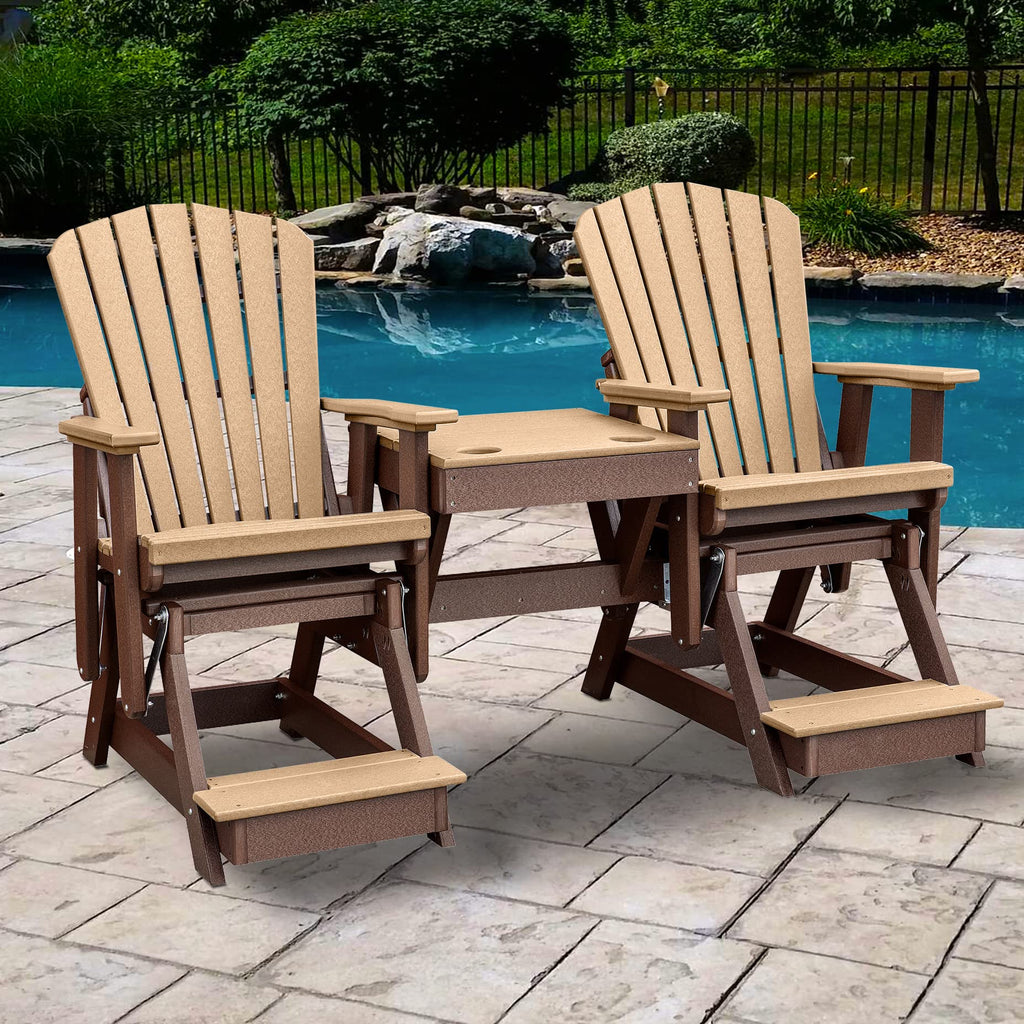 American Furniture Classics Balcony Height Table Double Glider, Cedar & Tudor Brown