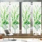 Ambesonne Eucalyptus Window Curtains Pack of 2, Art Dreamy Leaves Huddle on Plain Backdrop Minimalist Urban Jungle Boho, Lightwe