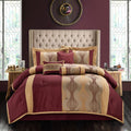 Stratford Park Wine Gold 7 Pieces Lightweight Microfiber Bed-In-A-Bag Comforter Bedding Set, Jacquard California King Comforter