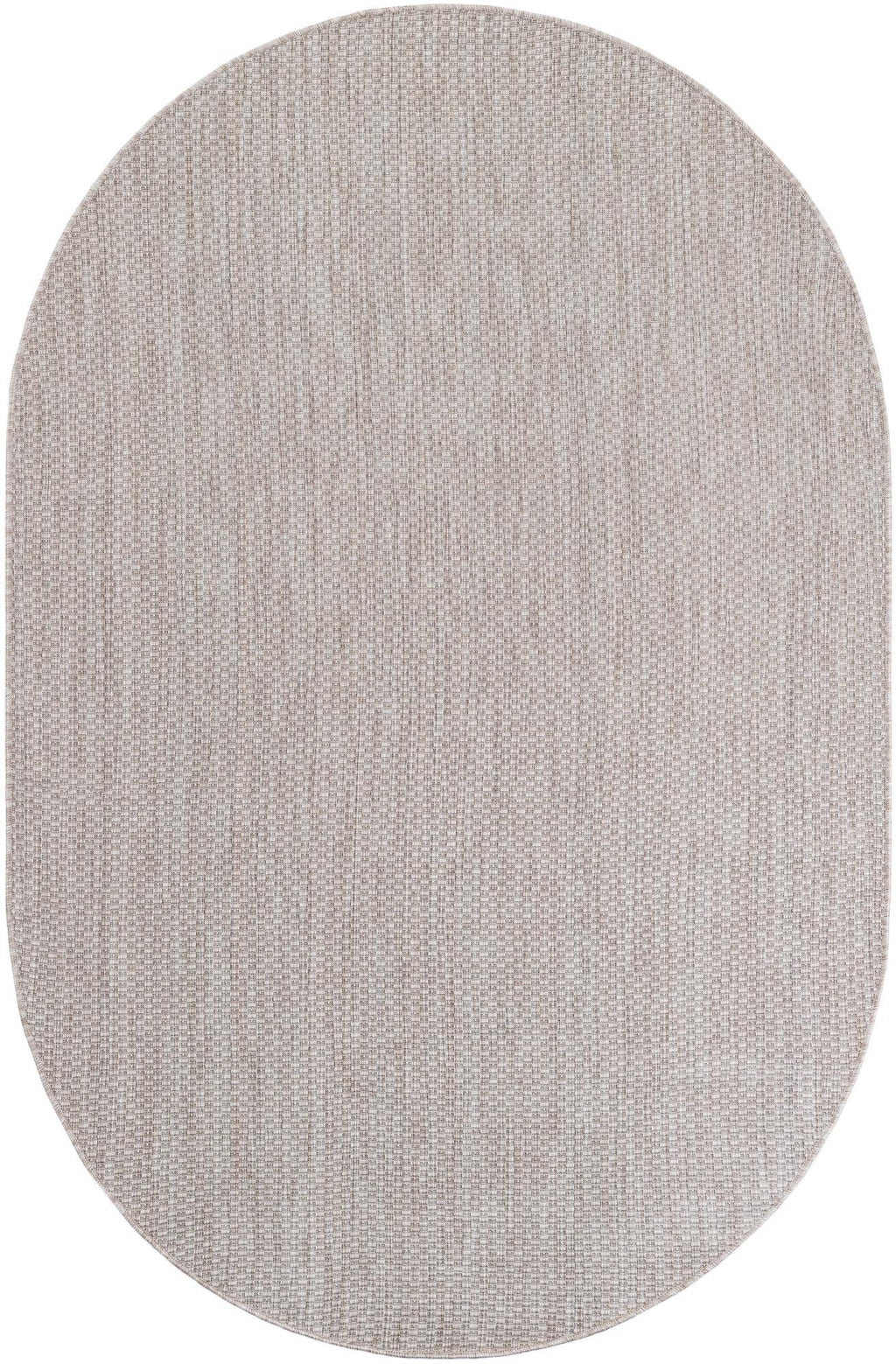 Unique Loom Outdoor Solid Collection Area Rug (5' 3'' X 8' Oval Beige/Ivory)