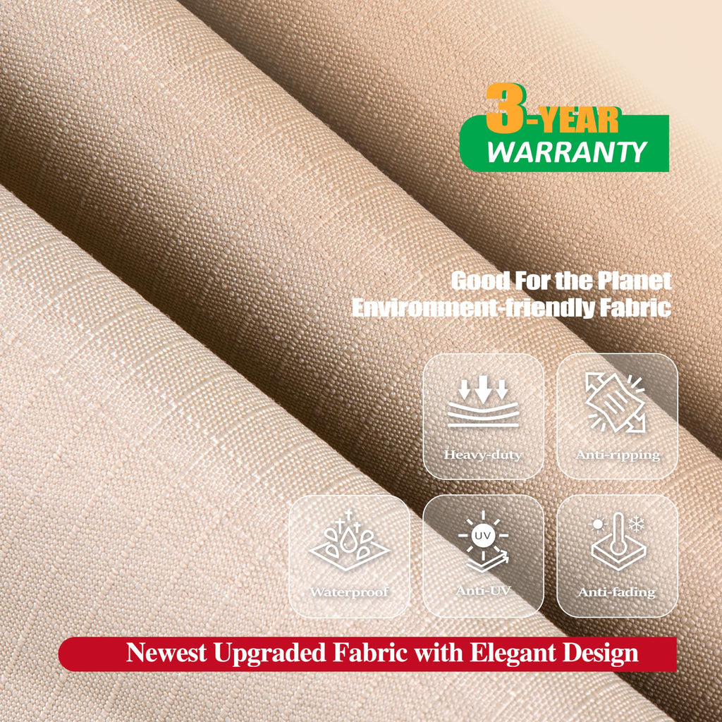 F&J Outdoors Patio Furniture Covers, Waterproof Uv Resistant For Table & Chairs Set, Beige, 90'X60'