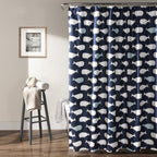 Lush Decor Whale Shower Curtain - Fabric Ocean Fish Animal Print Design For Kids, 72' X 72', Navy