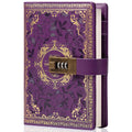 Vintage Leather Journal Notebook with Combination Lock, A5 Embossed Flower Secret Diary Ruled Lined Paper for Writing, Gift for 
