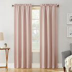 Sun Zero Easton Energy Saving Blackout Rod Pocket Curtain Panel, 40' X 63', Blush Pink